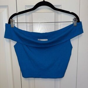 Urban Outfitters Bright Blue Off-Shoulder Crop Top